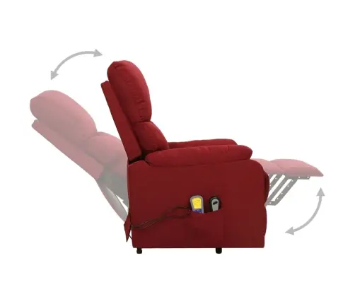 Masāžas Krēsls, Paceļams, Vīnsarkans Audums Vidaxl
