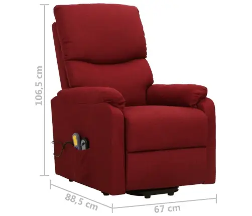 Masāžas Krēsls, Paceļams, Vīnsarkans Audums Vidaxl