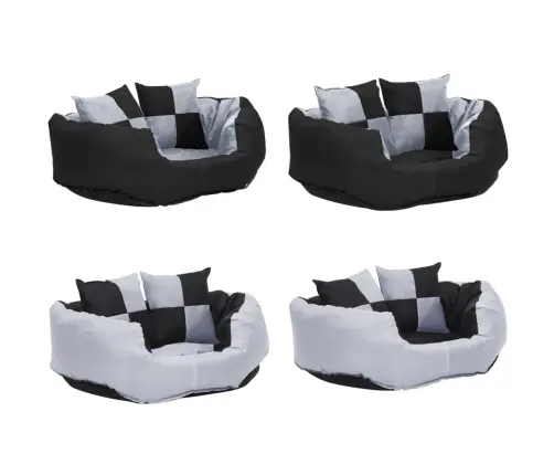 Dvipusė Skalbiama Pagalvė Šunims, Pilka Ir Juoda, 65X50X20Cm