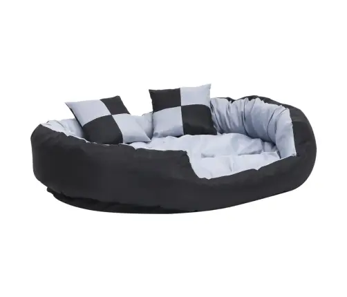 Dvipusė Skalbiama Pagalvė Šunims, Pilka Ir Juoda, 110X80X23Cm