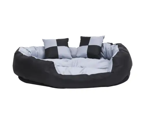 Dvipusė Skalbiama Pagalvė Šunims, Pilka Ir Juoda, 110X80X23Cm