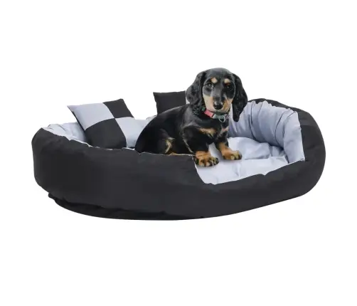 Dvipusė Skalbiama Pagalvė Šunims, Pilka Ir Juoda, 110X80X23Cm