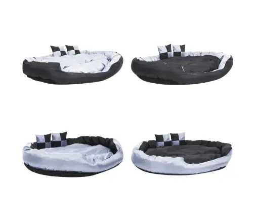 Dvipusė Skalbiama Pagalvė Šunims, Pilka Ir Juoda, 150X120X25Cm