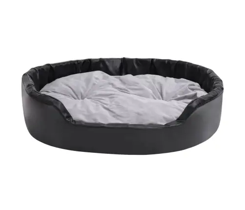 Suņu Gulta, Melna Ar Pelēku, 99X89X21 Cm, Plīšs, Mākslīgā Āda Vidaxl