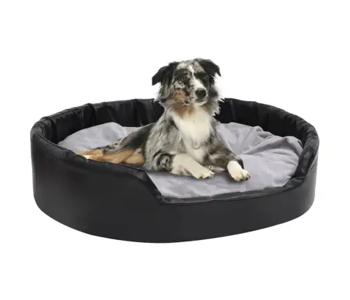 Suņu Gulta, Melna Ar Pelēku, 99X89X21 Cm, Plīšs, Mākslīgā Āda Vidaxl