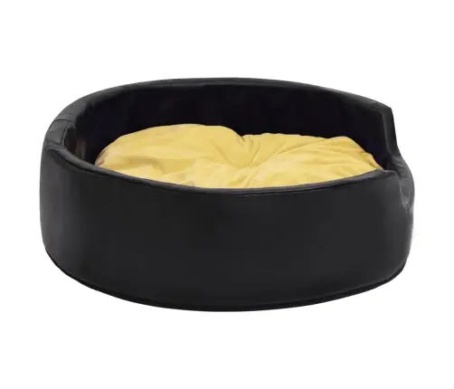 Suņu Gulta, Melna Ar Dzeltenu, 99X89X21 Cm, Plīšs, Mākslīgā Āda Vidaxl