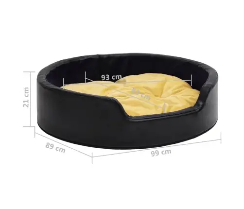 Suņu Gulta, Melna Ar Dzeltenu, 99X89X21 Cm, Plīšs, Mākslīgā Āda Vidaxl
