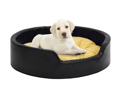 Suņu Gulta, Melna Ar Dzeltenu, 99X89X21 Cm, Plīšs, Mākslīgā Āda Vidaxl