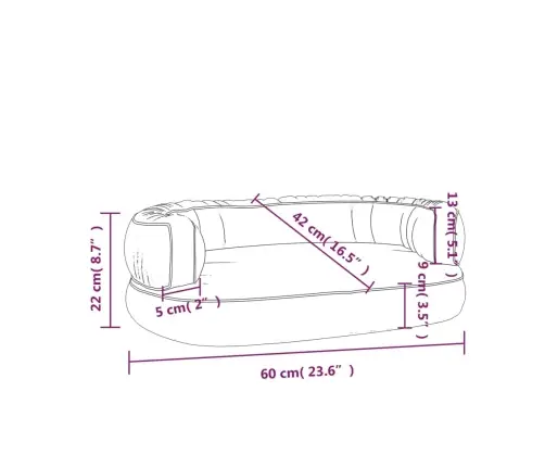 Ergonomiska Suņu Gulta, Tumši Zila, 60X42 Cm, Mākslīgā Āda Vidaxl