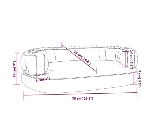 Ergonomiska Suņu Gulta, Tumši Zila, 75X53 Cm, Mākslīgā Āda Vidaxl