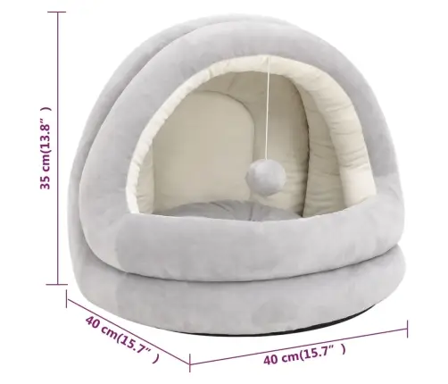 Kaķu Gulta, 40X40X35 Cm, Pelēka Un Krēmkrāsas Vidaxl