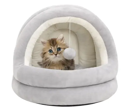 Kaķu Gulta, 40X40X35 Cm, Pelēka Un Krēmkrāsas Vidaxl