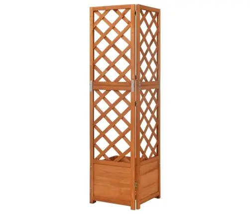 Stūra Puķu Kaste Ar Špaleru, 40X40X150 Cm, Egles Masīvkoks Vidaxl