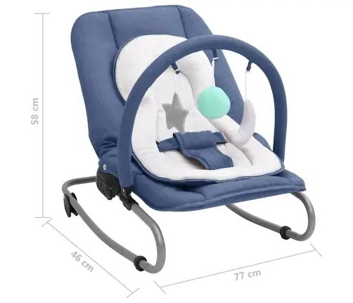 Bērnu Šūpuļkrēsls, Tumši Zils, Tērauds Vidaxl