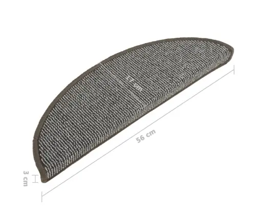 Kāpņu Paklājiņi, 15 Gab., 56X17X3 Cm, Pelēki, Pusapaļi Vidaxl