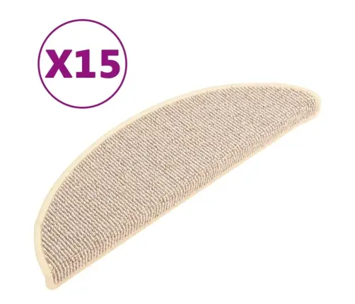 Kāpņu Paklājiņi, 15 Gab., 56X17X3 Cm, Balti Un Brūni, Pusapaļi Vidaxl