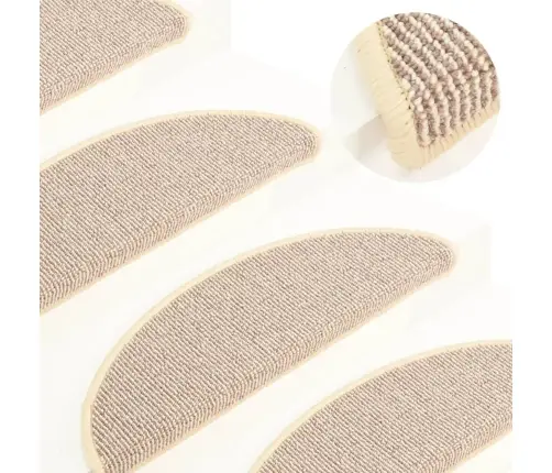 Kāpņu Paklājiņi, 15 Gab., 56X17X3 Cm, Balti Un Brūni, Pusapaļi Vidaxl