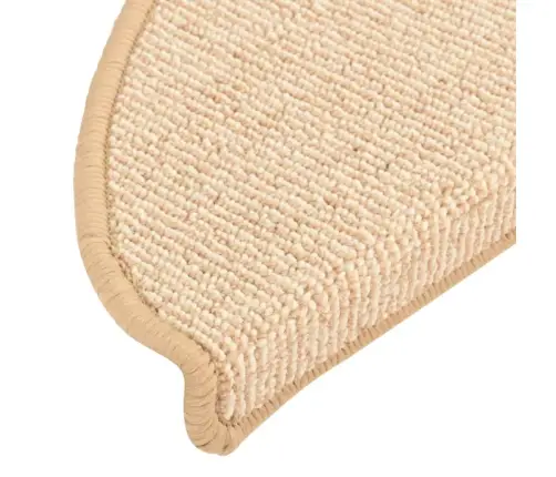 Kāpņu Paklājiņi, 15 Gab., 65X21X4 Cm, Krēmkrāsas, Pusapaļi, Lieli Vidaxl