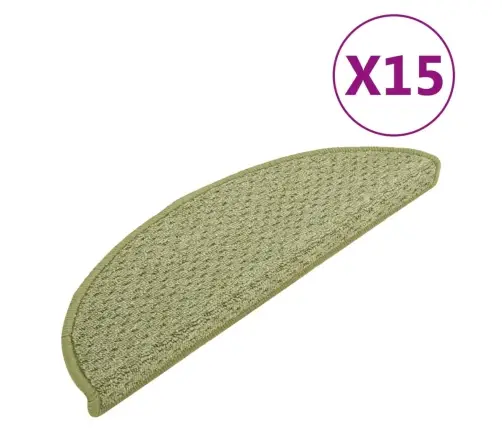 Laiptų Kilimėliai, 15Vnt., Žalios Spalvos, 65X21X4Cm