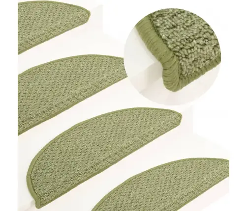 Laiptų Kilimėliai, 15Vnt., Žalios Spalvos, 65X21X4Cm