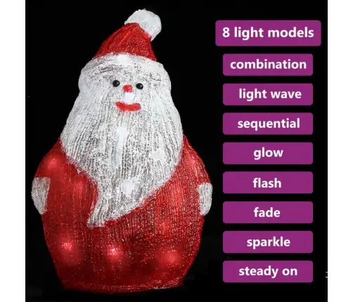Akrilinė Kalėdinė Led Dekoracija Kalėdų Senelis, 28Cm