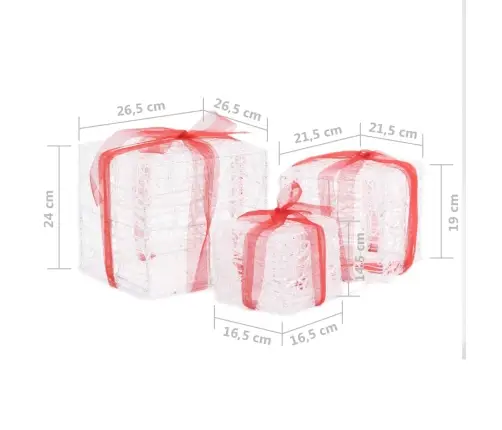 Ziemassvētku Dekorācija, 3 Dāvanu Kastes, Akrils, Krāsainas Vidaxl