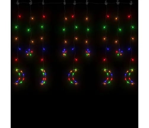 Girlianda Žvaigždės Ir Mėnuliai, 138 Spalvotos Led Lemputės Girlianda Žvaigždės Ir Mėnuliai, 138 Spalvotos Led Lemputės