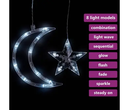 Lampiņas, Zvaigžņu Un Mēness Forma, Tālvadības Pults, 345 Led Vidaxl