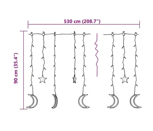 Lampiņas, Zvaigžņu Un Mēness Forma, Tālvadības Pults, 345 Led Vidaxl