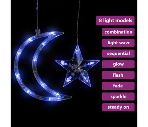 Lampiņas, Zvaigžņu Un Mēness Forma, Tālvadības Pults, 345 Led Vidaxl