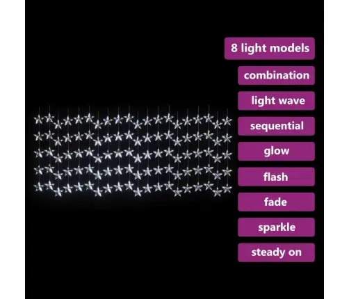 Led Lampiņu Aizkars, 500 Led, Vēsi Balts, 8 Funkcijas Vidaxl