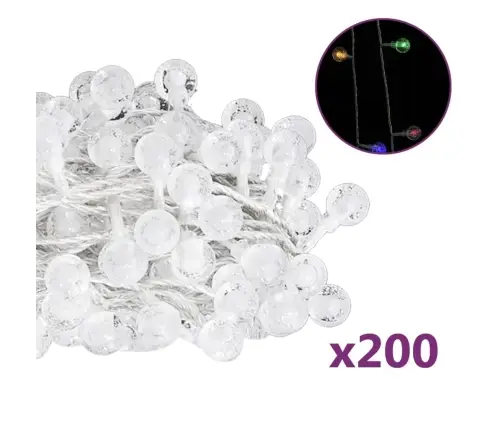 Led Lampiņu Virtene, 20 M, 200 Krāsainas Led, 8 Funkcijas Vidaxl