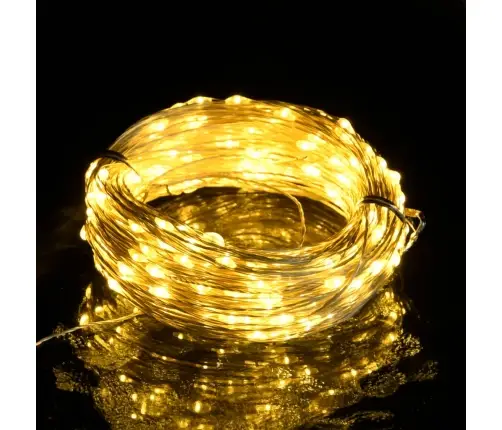 Led Lampiņu Virtene, 40 M, 400 Silti Baltas Led, 8 Funkcijas Vidaxl