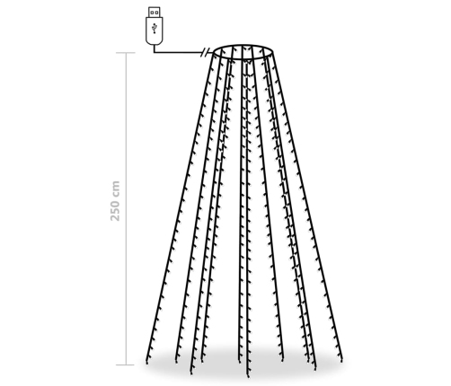 Ziemassvētku Lampiņas, 250 Led, 250 Cm, Vēsi Baltas Vidaxl