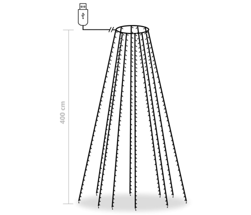 Ziemassvētku Lampiņas, 400 Led, 400 Cm, Zilas Vidaxl