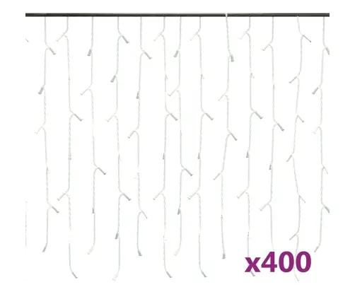 Led Girlianda Varvekliai, 10M, 400 Šiltų Baltų Led, 8 Funkcijos