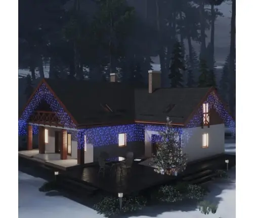 Led Lampiņu Aizkars, 10 M, 400 Zilas Led Lampiņas, 8 Funkcijas Vidaxl