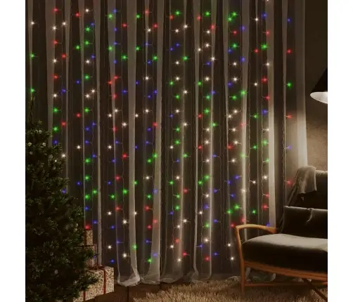 Led Lempučių Užuolaida, 3X3M, 300 Spalvotų Led Lempučių Led Lempučių Užuolaida, 3X3M, 300 Spalvotų Led Lempučių