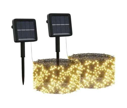 Solārā Lampiņu Virtene, 2 Gab., 2X200 Led, Silti Balta Vidaxl