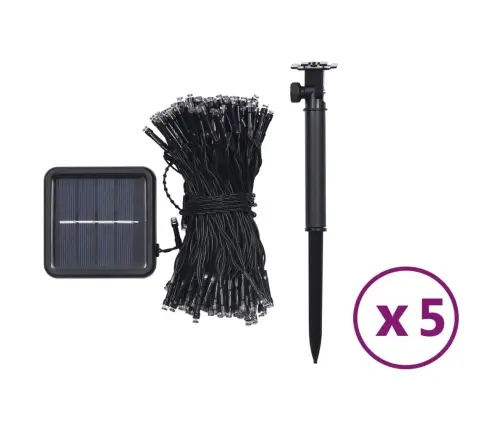 Solārā Lampiņu Virtene, 5 Gab., 5X200 Led, Vēsi Balta Krāsa Vidaxl