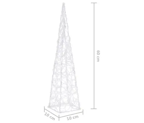 Led Lampiņu Dekorācija, Akrils, Konusveida, 60 Cm, Vēsi Balta Vidaxl