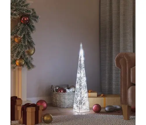 Led Lampiņu Dekorācija, Akrils, Konusveida, 60 Cm, Vēsi Balta Vidaxl