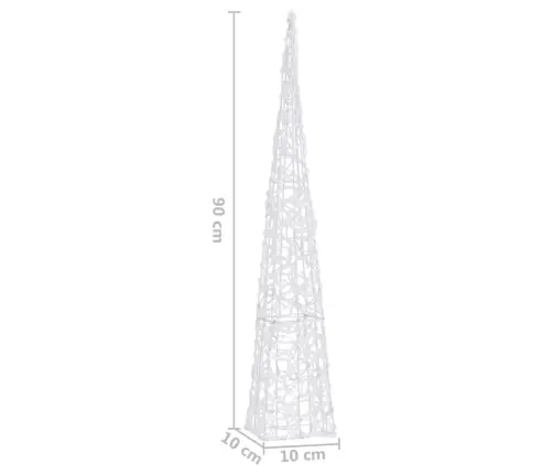 Led Lampiņu Dekorācija, Akrils, Konusveida, 90 Cm, Silti Balta Vidaxl