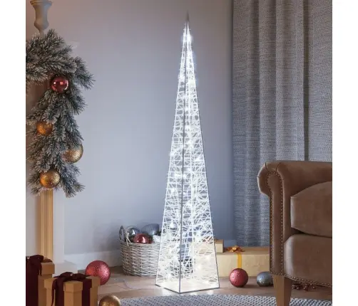 Akrilinė Led Dekoracija Kūgis, Šaltos Baltos Spalvos, 120Cm