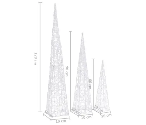 Akrüülist Led Valguskoonusekomplekt, Värviline 60/90/120 Cm