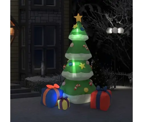 Piepūšama Ziemassvētku Egle Ar Dekorācijām, Led, 240 Cm Vidaxl
