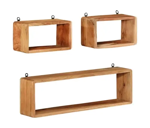 Trīsdaļīgs Sienas Plauktu Komplekts, Akācijas Masīvkoks Vidaxl