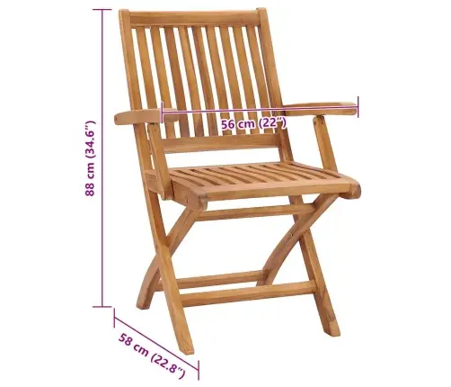 Sulankstomos Sodo Kėdės Su Pagalvėlėmis, 6Vnt., Tikmedis Sulankstomos Sodo Kėdės Su Pagalvėlėmis, 6Vnt., Tikmedis