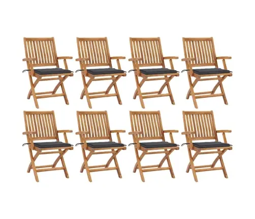 Sulankstomos Sodo Kėdės Su Pagalvėlėmis, 8Vnt., Tikmedis