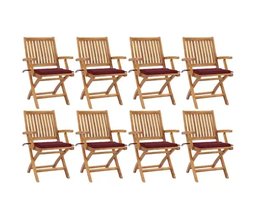 Kokkupandavad Aiatoolid Patjadega, 8 Tk, Tiikpuu